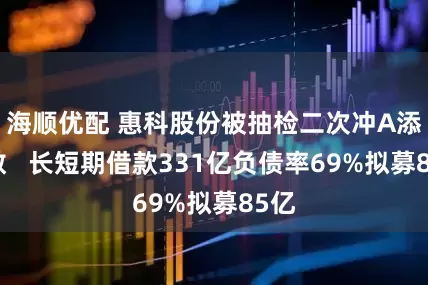 海顺优配 惠科股份被抽检二次冲A添变数   长短期借款331亿负债率69%拟募85亿